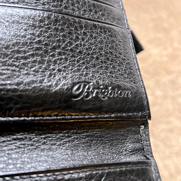 Brighton Black Croc and Pebbled Leather Crossbody Organizer Shoulder Handbag - Picture 9 of 16